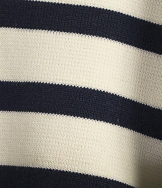 Tara Jarmon Plongeoir Wool Knit Stripe V-Neck Long Sleeve Button Cuff Sweater Product Image