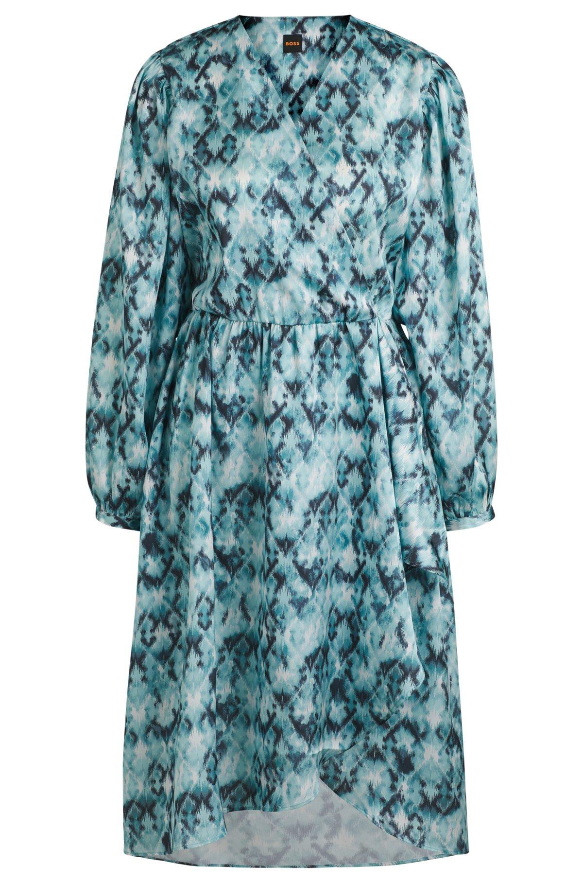 Printed dress in hammered satin Product Image