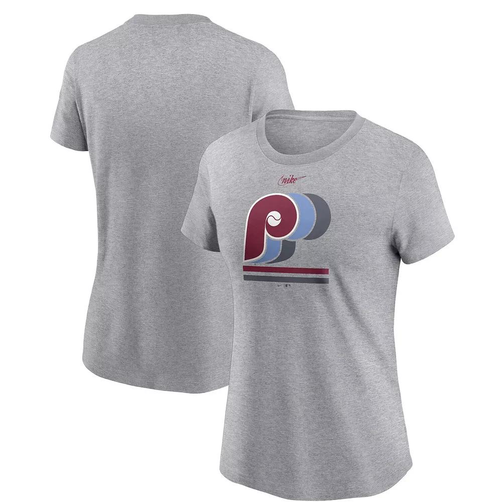 Women's Nike  Heather Gray Philadelphia Phillies Logo T-Shirt, Size: Small, Grey Product Image