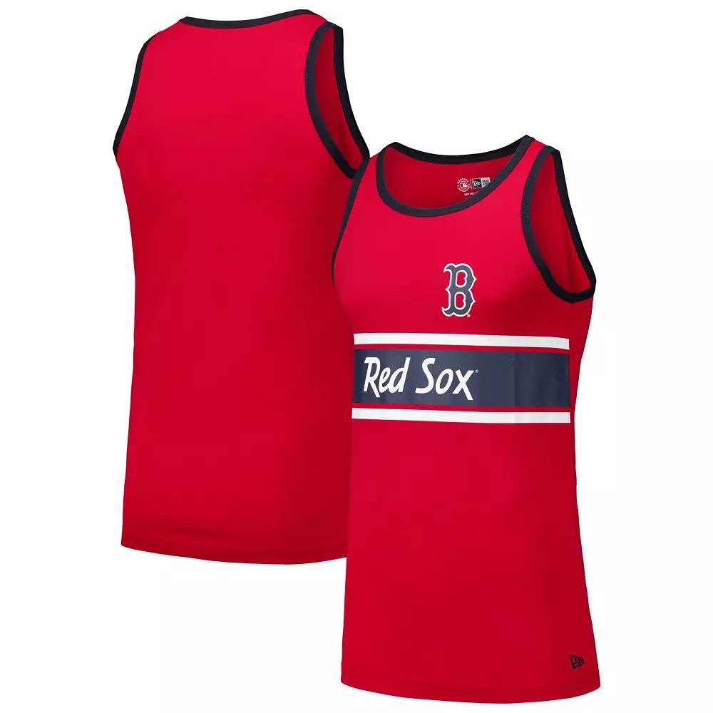 Men's New Era Red Boston Red Sox Jersey Ringer Tank Top,  Product Image