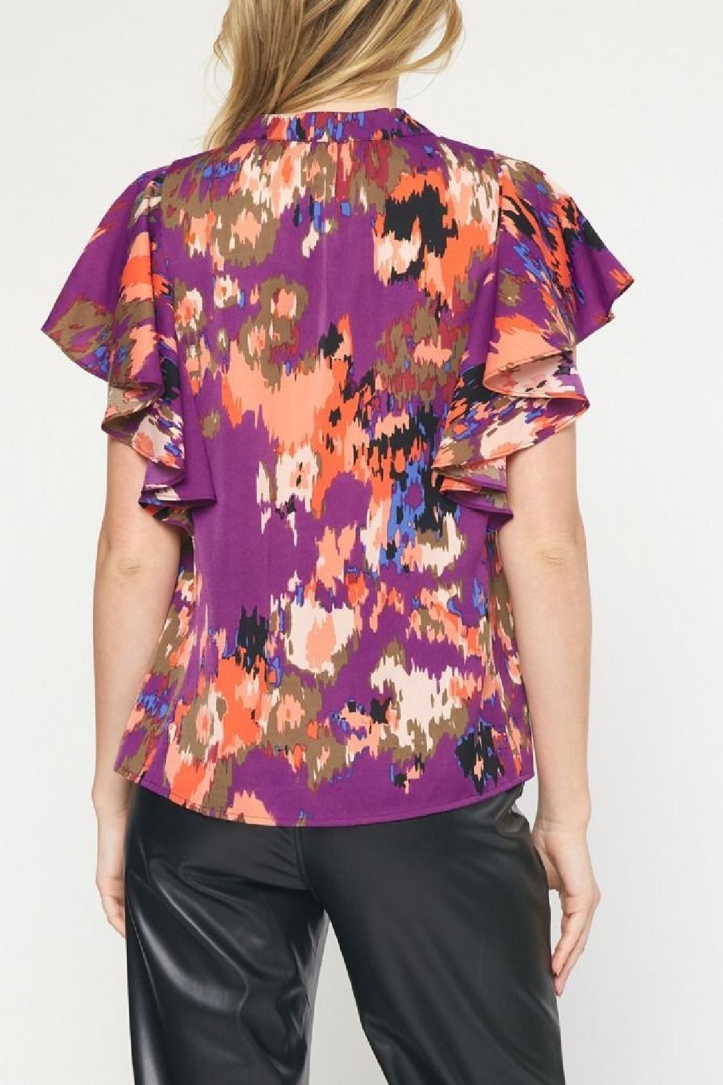 Printed Ruffle Sleeve Top Product Image