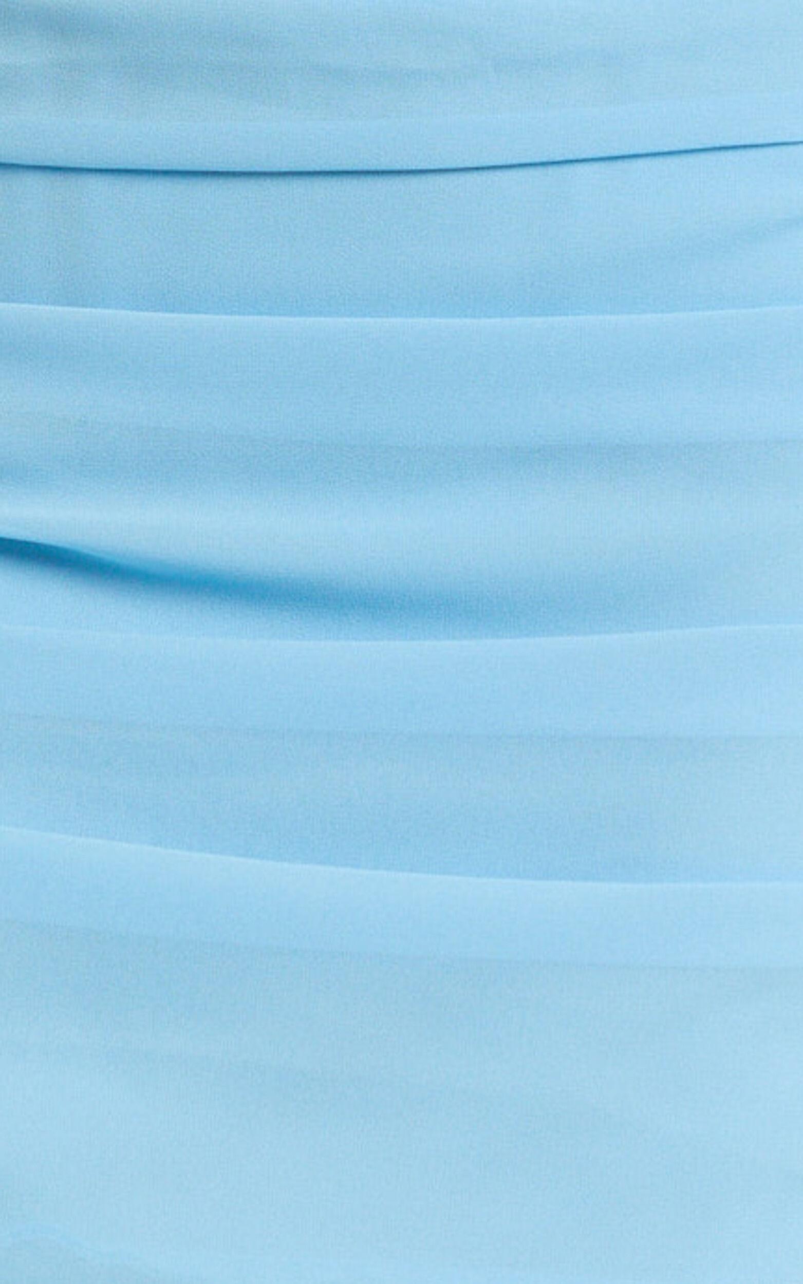 Salma Two Piece Top and Skirt Set - Georgette Asymmetric Top and Fit And Flare Maxi Skirt Set in Sky Blue Product Image