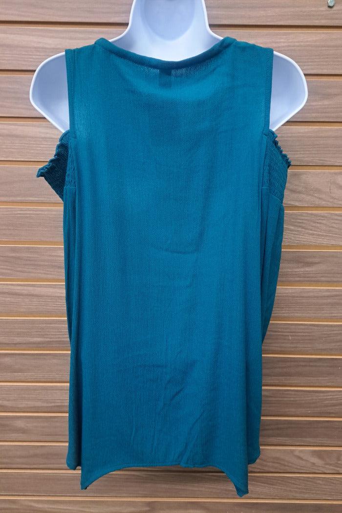 Teal Lace Cold Shoulder 3/4 Sleeve Product Image