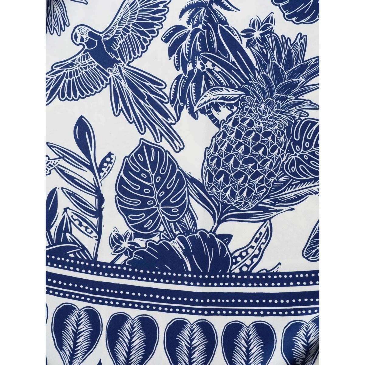 Plus Size Boho Print Fit Flare Pockets Midi Dress DarkBlue Women Resort Non Heart neckline Short sleeve Curvy BloomChic 26/4X Product Image