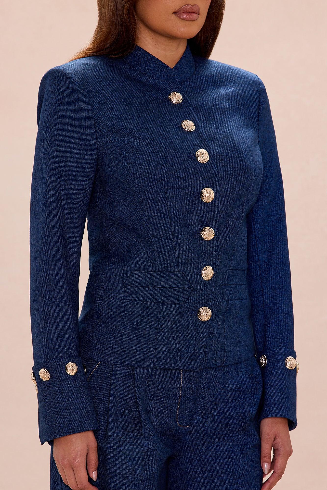 Portia Collared Jacket - Denim Female Product Image