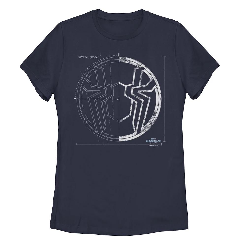 Juniors' Marvel Spider-Man No Way Home Spider Grid Logo Tee, Girl's, Size: XL, Blue Product Image