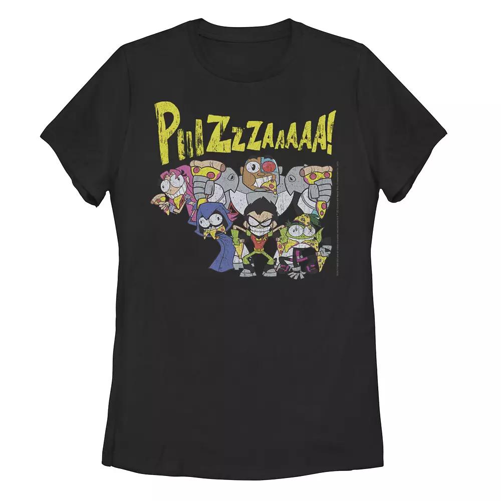 Juniors' DC Comics Teen Titans Go! Group Shot Pizza Graphic Tee, Girl's, Size: XL, Black Product Image