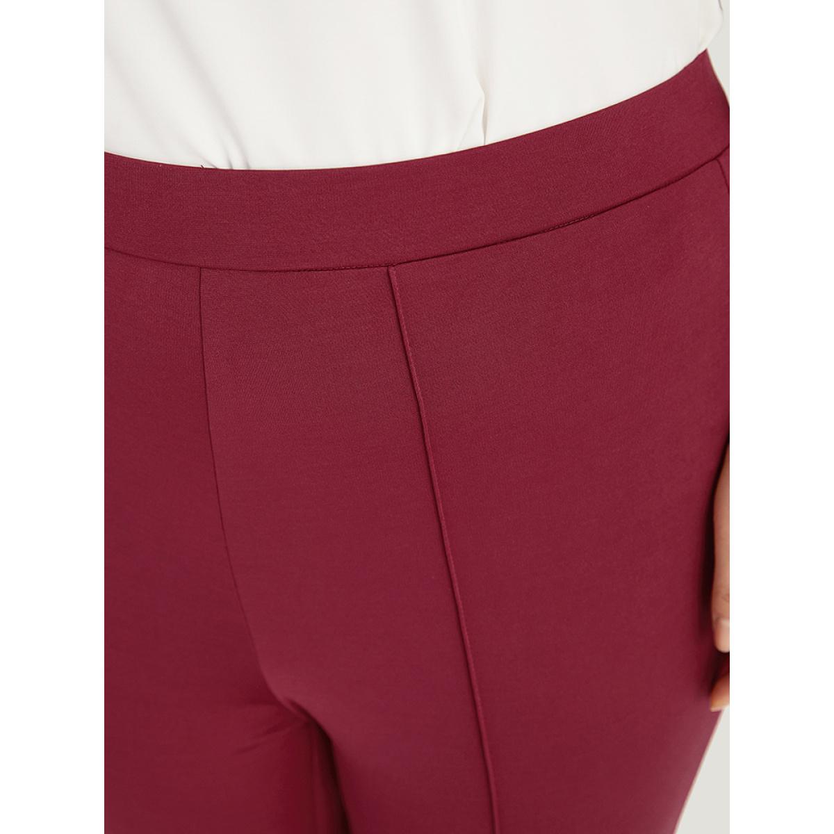 Plus Size Solid Elastic Waist Bootcut Skinny Pants Women Scarlet Office Bootcut High Rise Work Pants BloomChic 18-20/2X Product Image