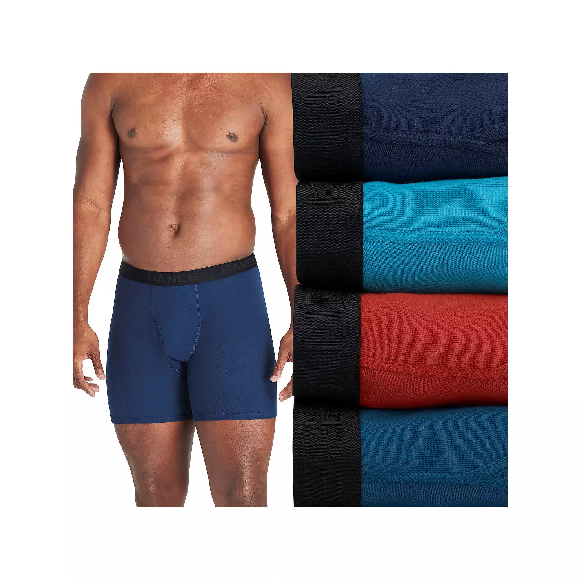 Big & Tall Hanes 4-Pack Big Man Ultimate Cotton Boxer Brief Underwear, Mens Product Image