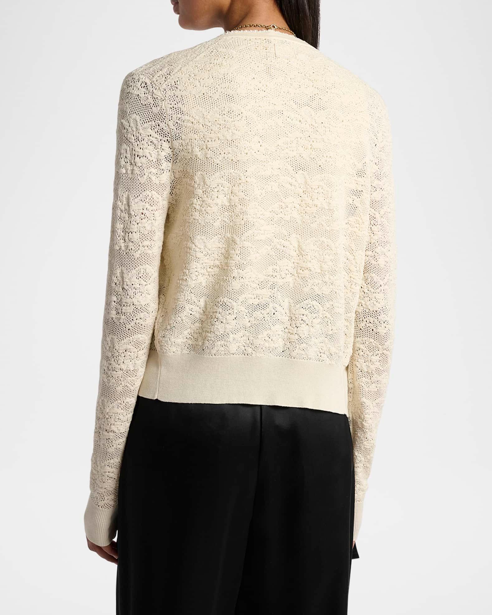 Double Lace Knit Crewneck Cardigan With Tank Product Image