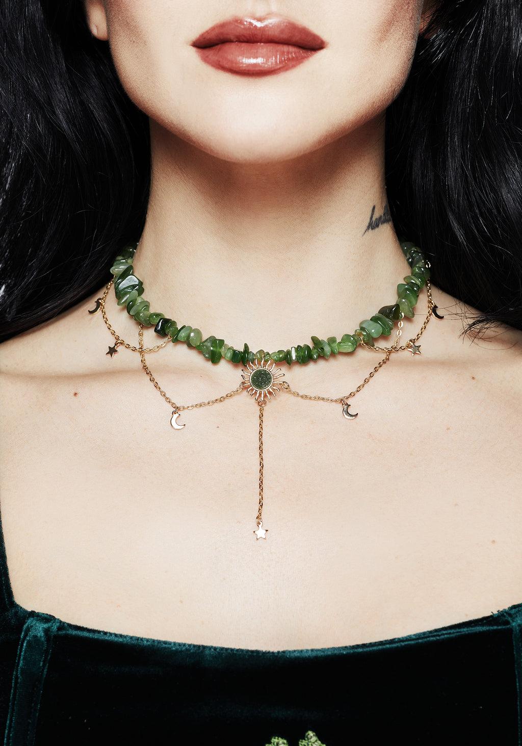 Aurora Gem Choker Necklace - Green Product Image