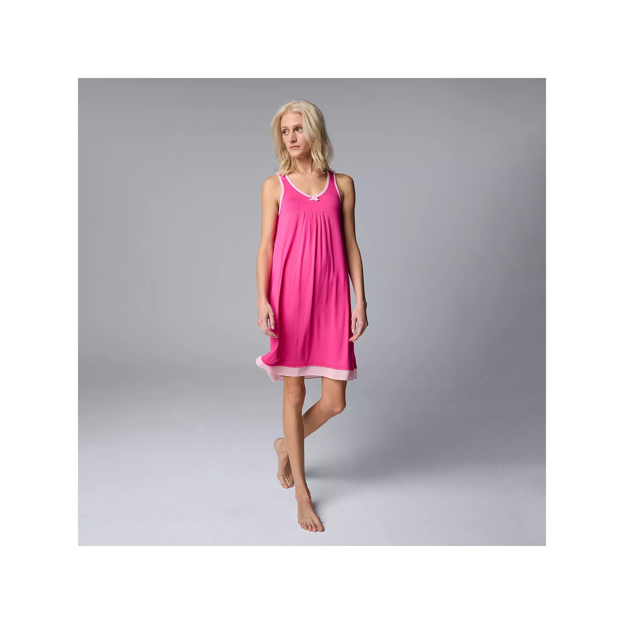 Women's Simply Vera Vera Wang Basic Luxury Chemise, Size: Large, Pink Pink Product Image