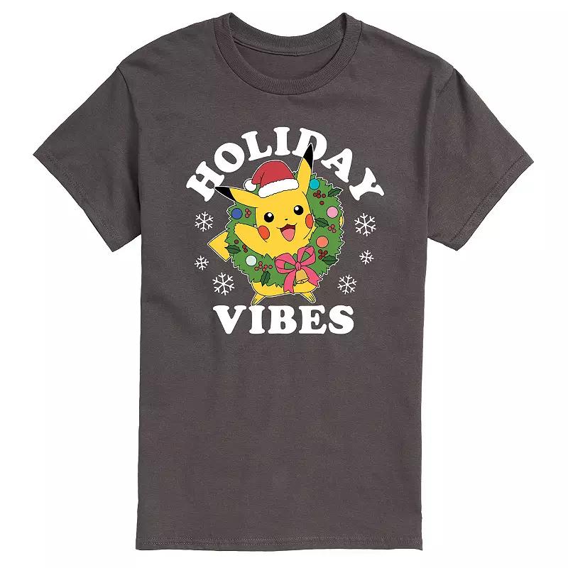 Mens Pokemon Holiday Vibes Tee Grey Product Image