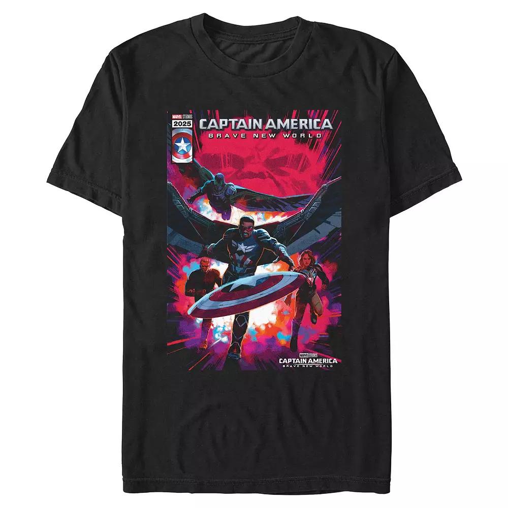 Big & Tall Marvel Captain America Brave New World New Team Poster Graphic Tee, Men's, Size: 4XL, Black Product Image