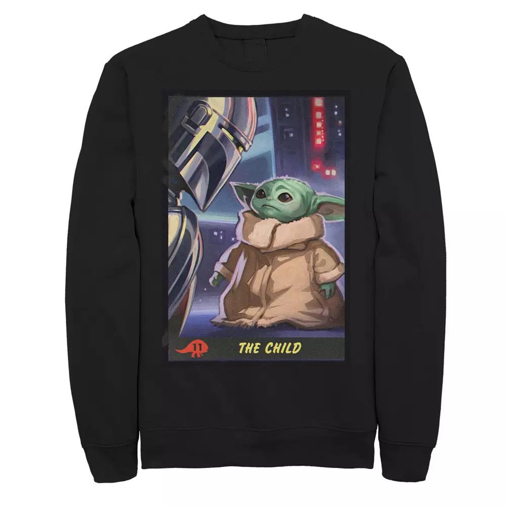 Men's Star Wars The Mandalorian The Child Aka Baby Yoda Trading Card Sweatshirt,  Product Image