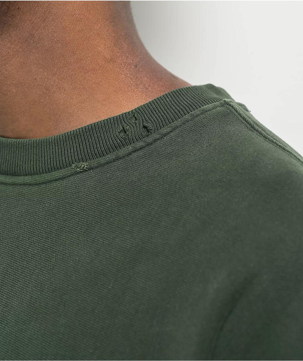 Champion Reverse Weave Green Wash Crewneck Sweatshirt Product Image