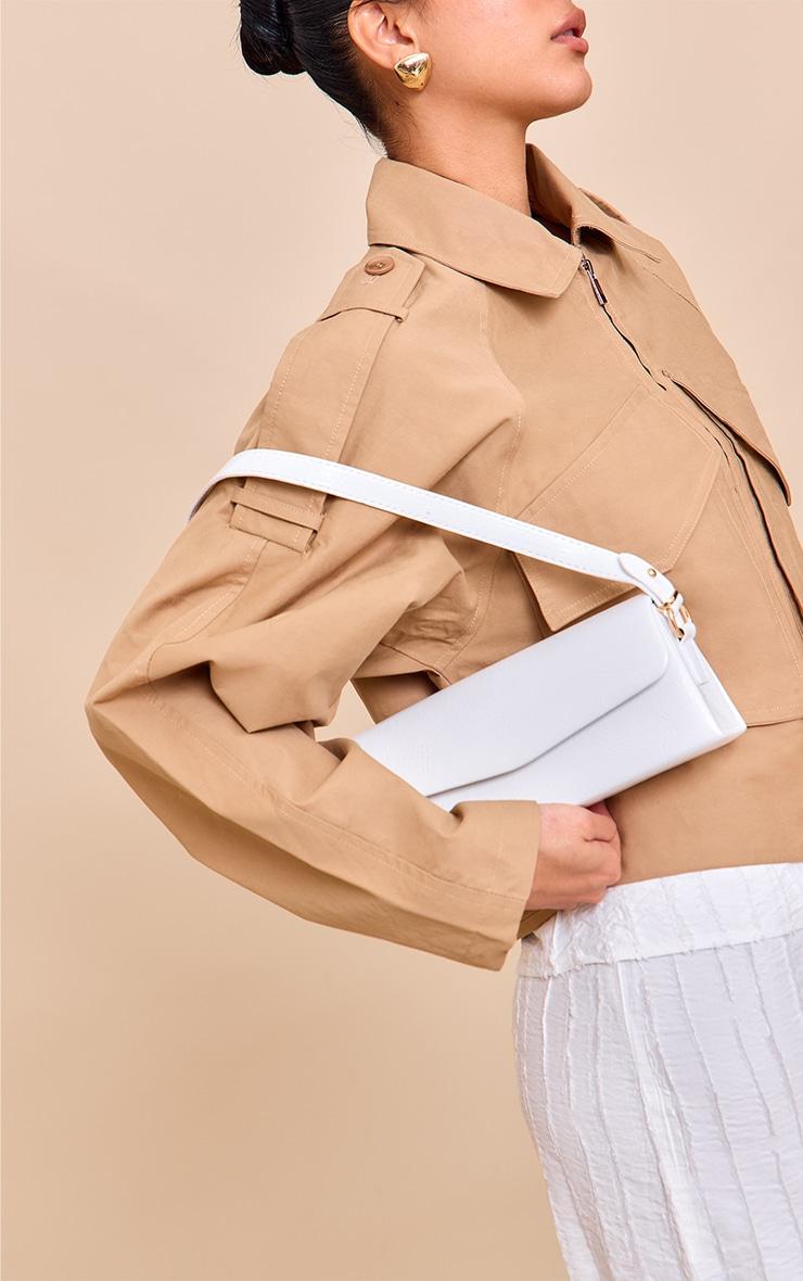 White Rectangle Fold Over Shoulder Bag Product Image