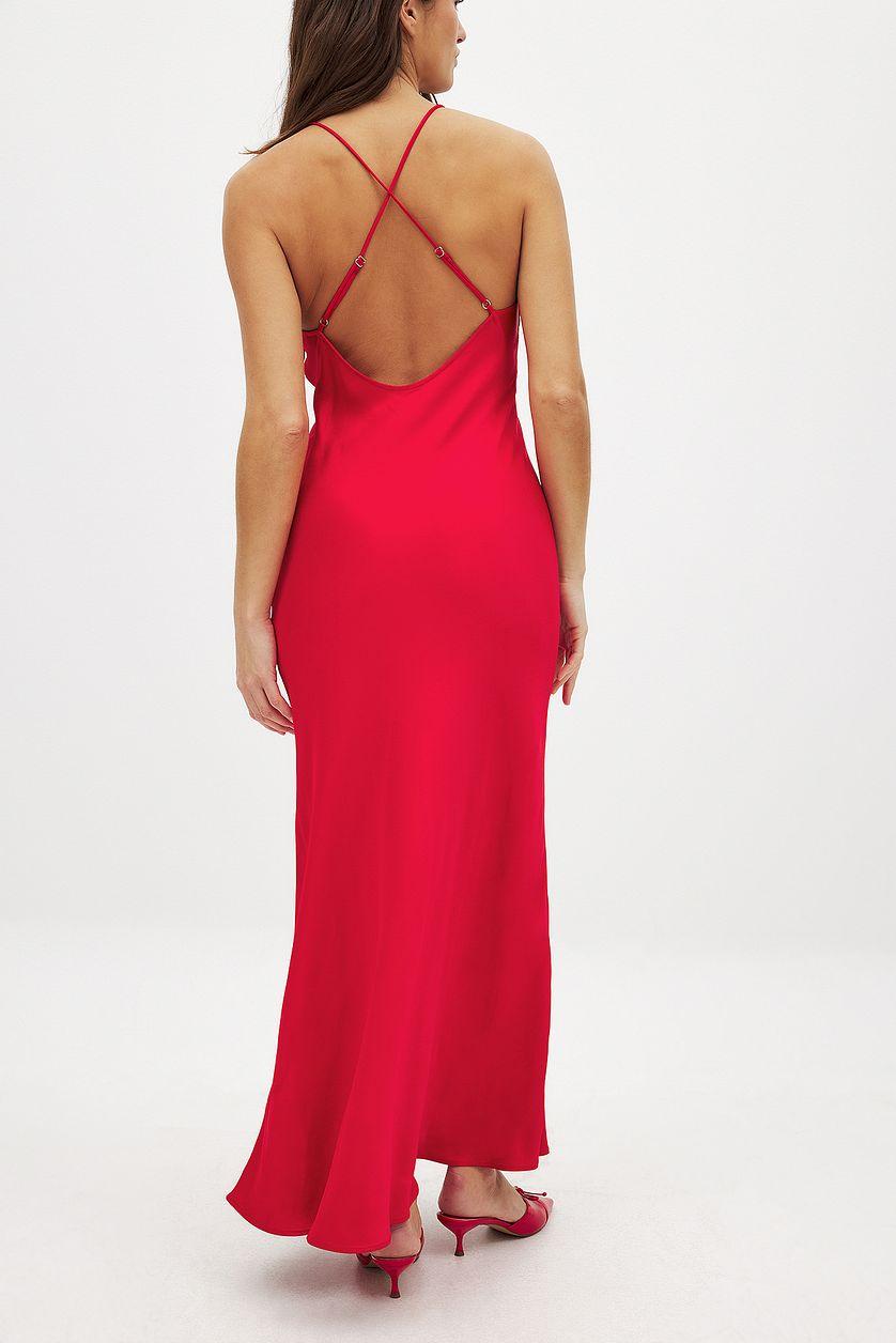 Satin Slip Dress Red Product Image