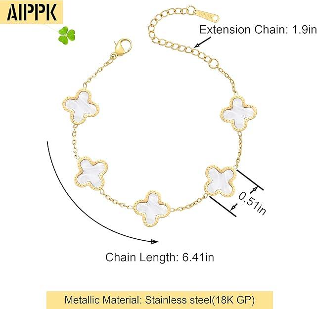 18K Gold Plated Clover Bracelets Lucky Leaf Set of 3 Product Image