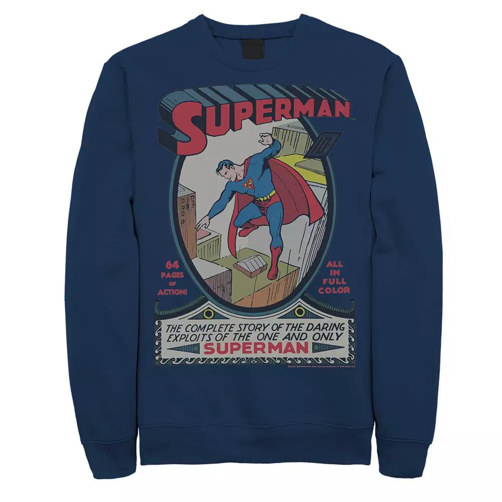 Men's DC Comics Superman 64 Pages Of Action Comic Cover Graphic Fleece Pullover,  Product Image