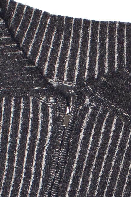 Fold Over Collar Ribbed Zip Up Sweater Product Image