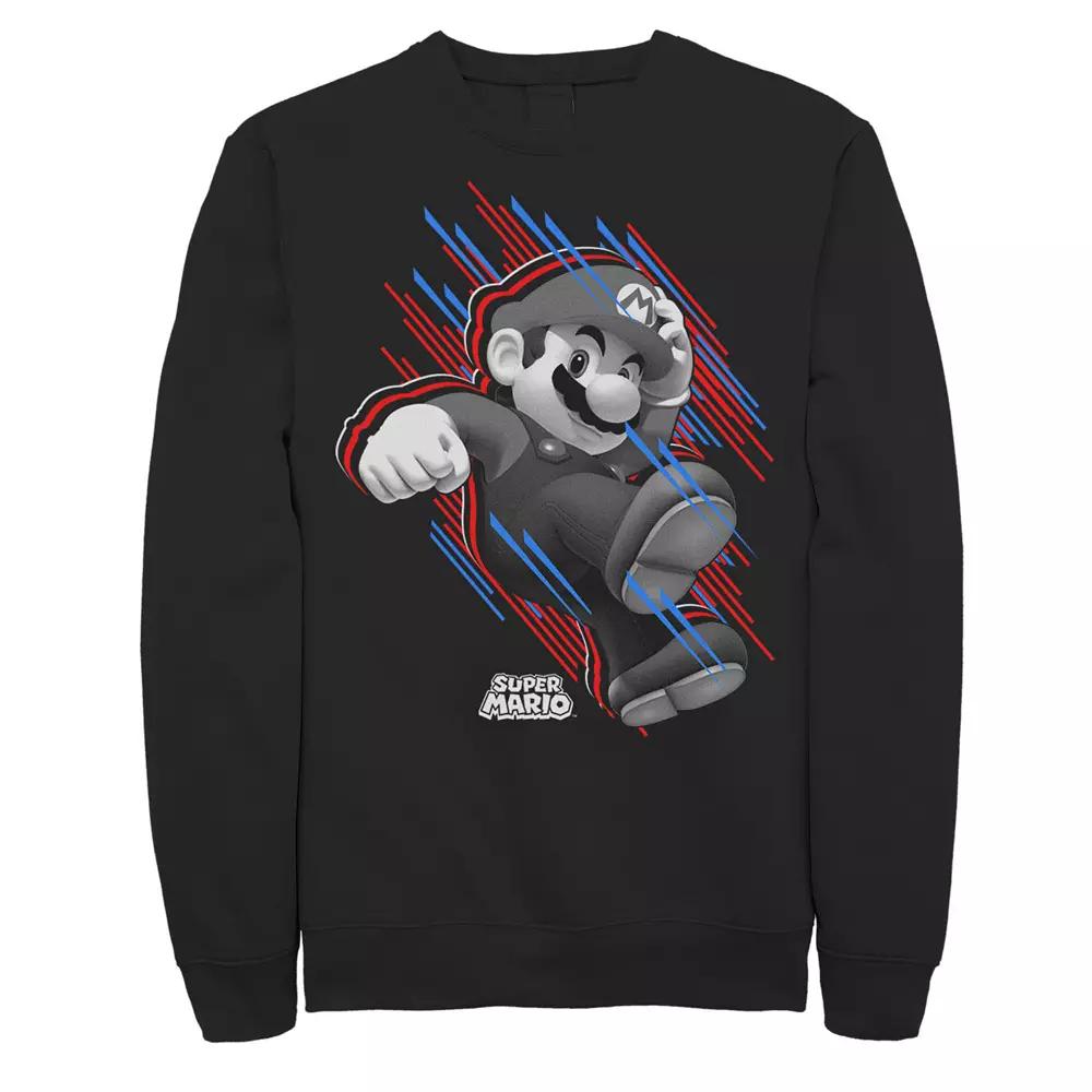 Big & Tall Nintendo Super Mario Bros Fast Stripes Fleece Sweatshirt, Men's,  Product Image