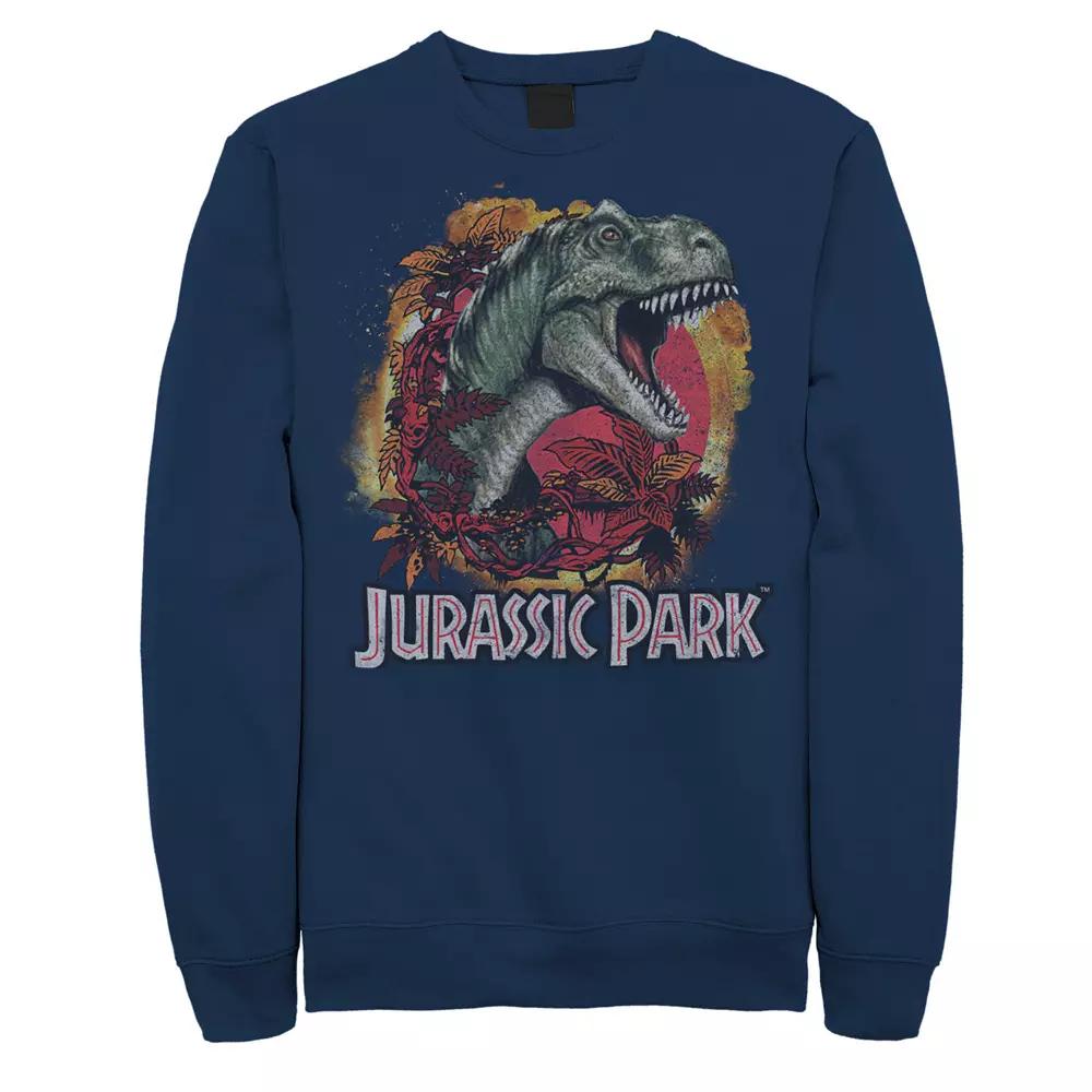 Men's Jurassic Park T-Rex Explosion Tropical Logo Graphic Fleece Pullover,  Product Image
