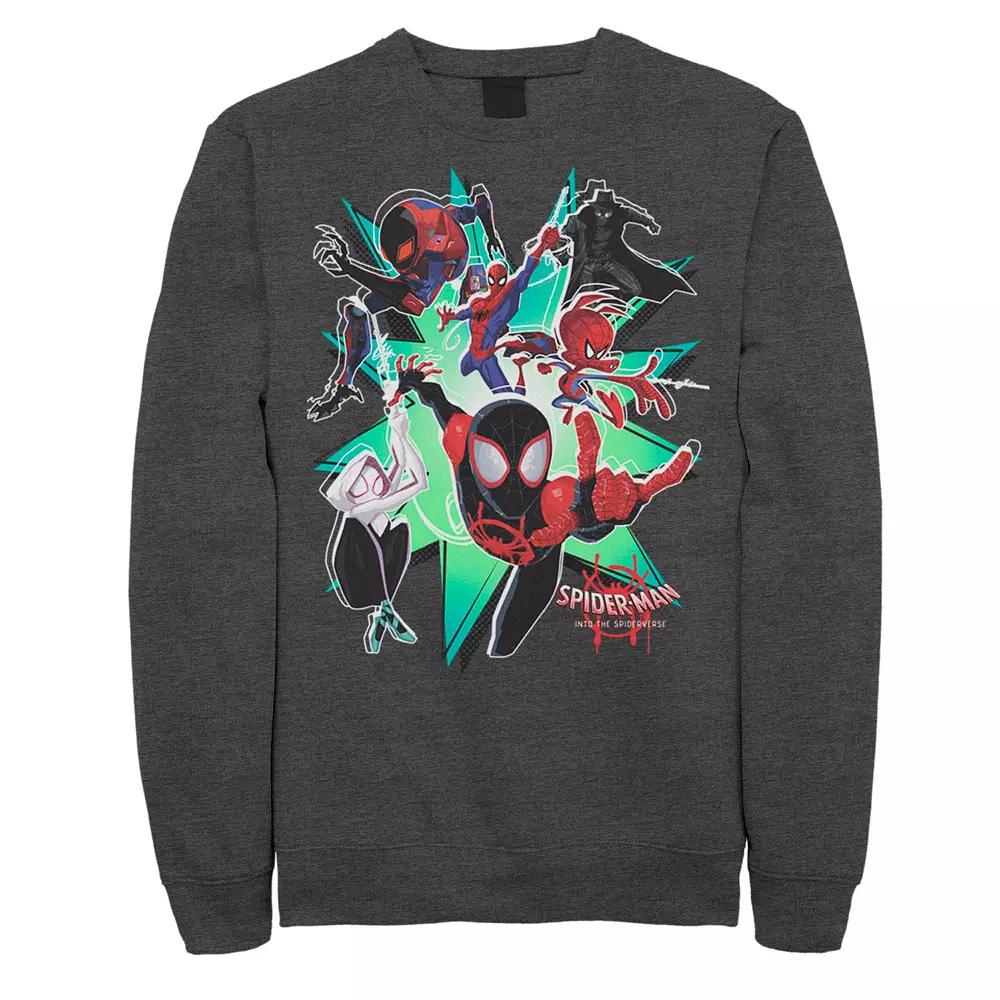 Men's Marvel Spider-Man Spiderverse Action Group Graphic Fleece Pullover,  Product Image