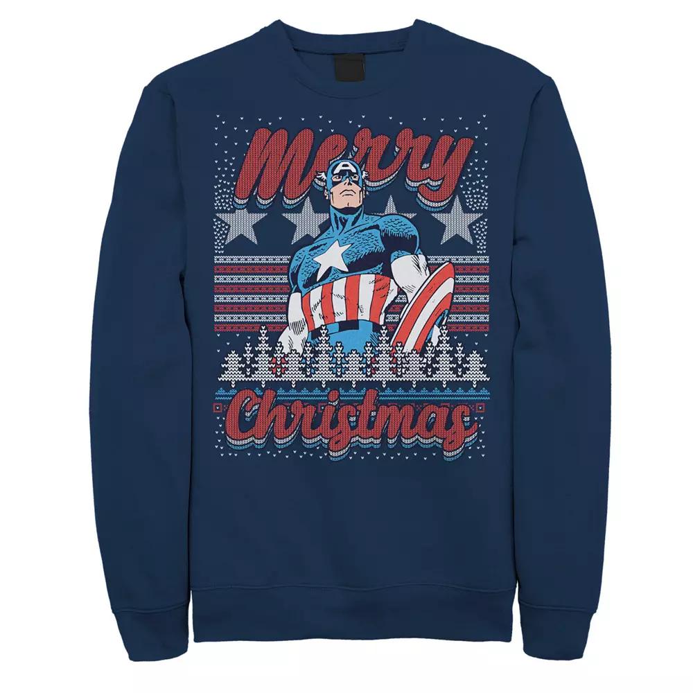 Men's Marvel Capitan America Merry Christmas Ugly Sweater Sweatshirt,  Product Image