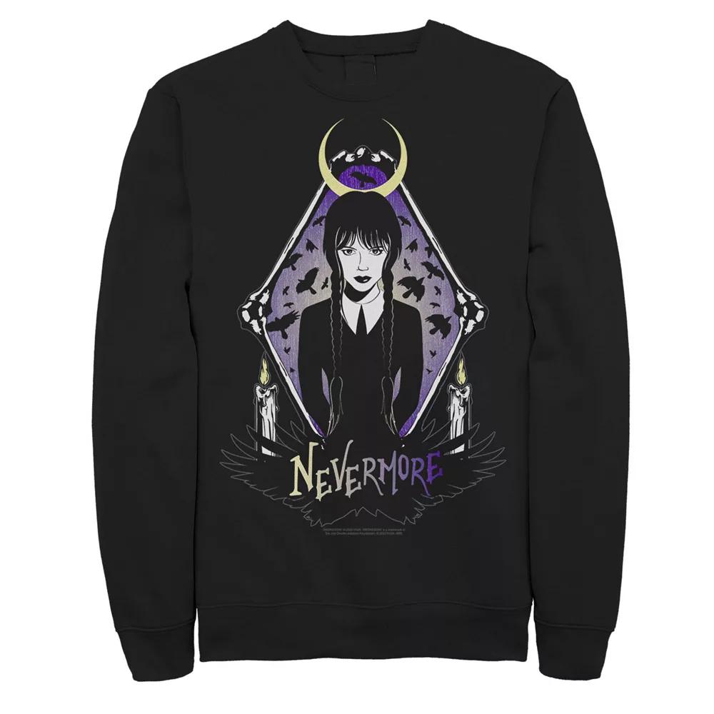 Big & Tall Wednesday Nevermore Moon Ravens And Candles Graphic Fleece Pullover, Men's,  Product Image