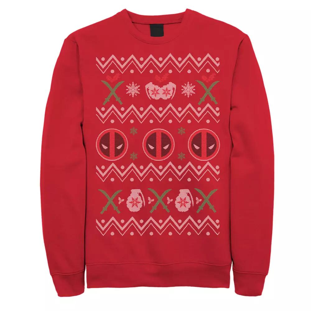 Men's Marvel Deadpool Ugly Christmas Sweater Stack Fleece,  Product Image