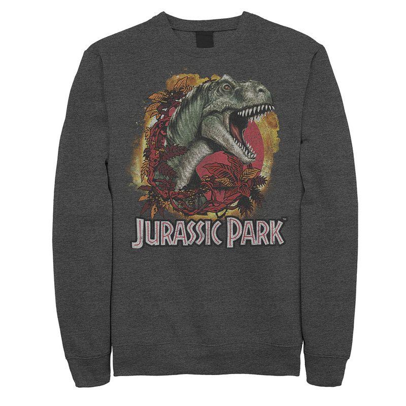Men's Jurassic Park T-Rex Explosion Tropical Logo Graphic Fleece Pullover,  Product Image