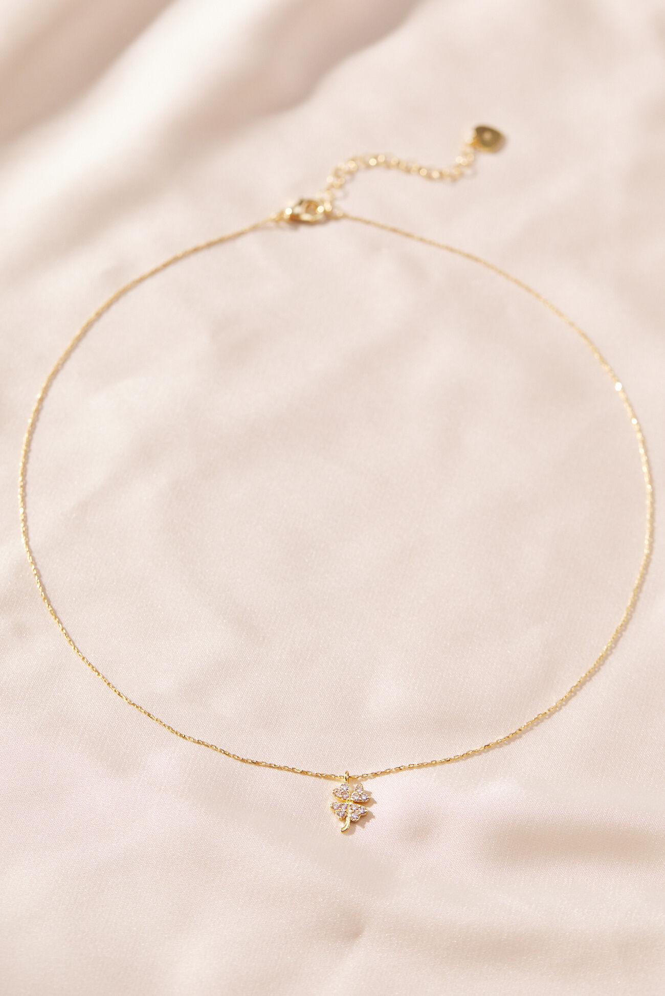 18K Gold Four Leaf Clover Necklace Product Image