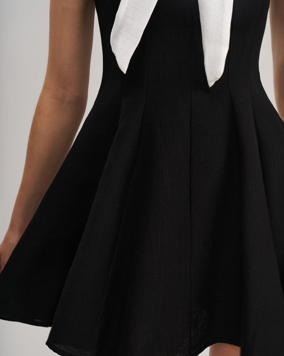 Black Contrast Sleeveless Mini Dress Product Image