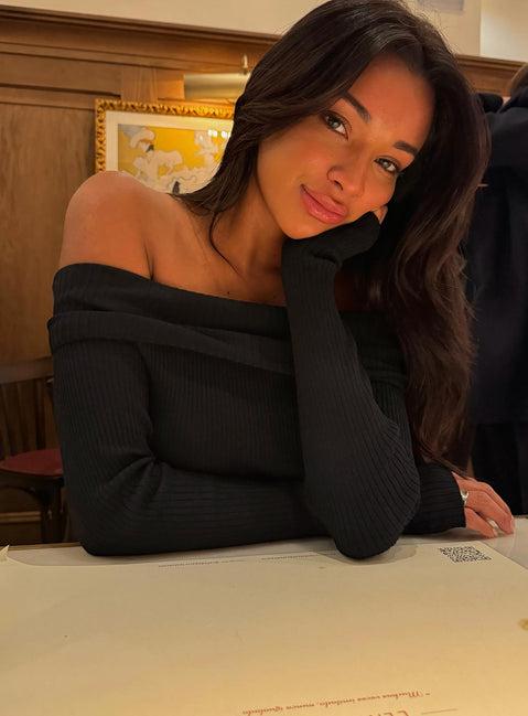 Morley Off Shoulder Sweater Black Product Image