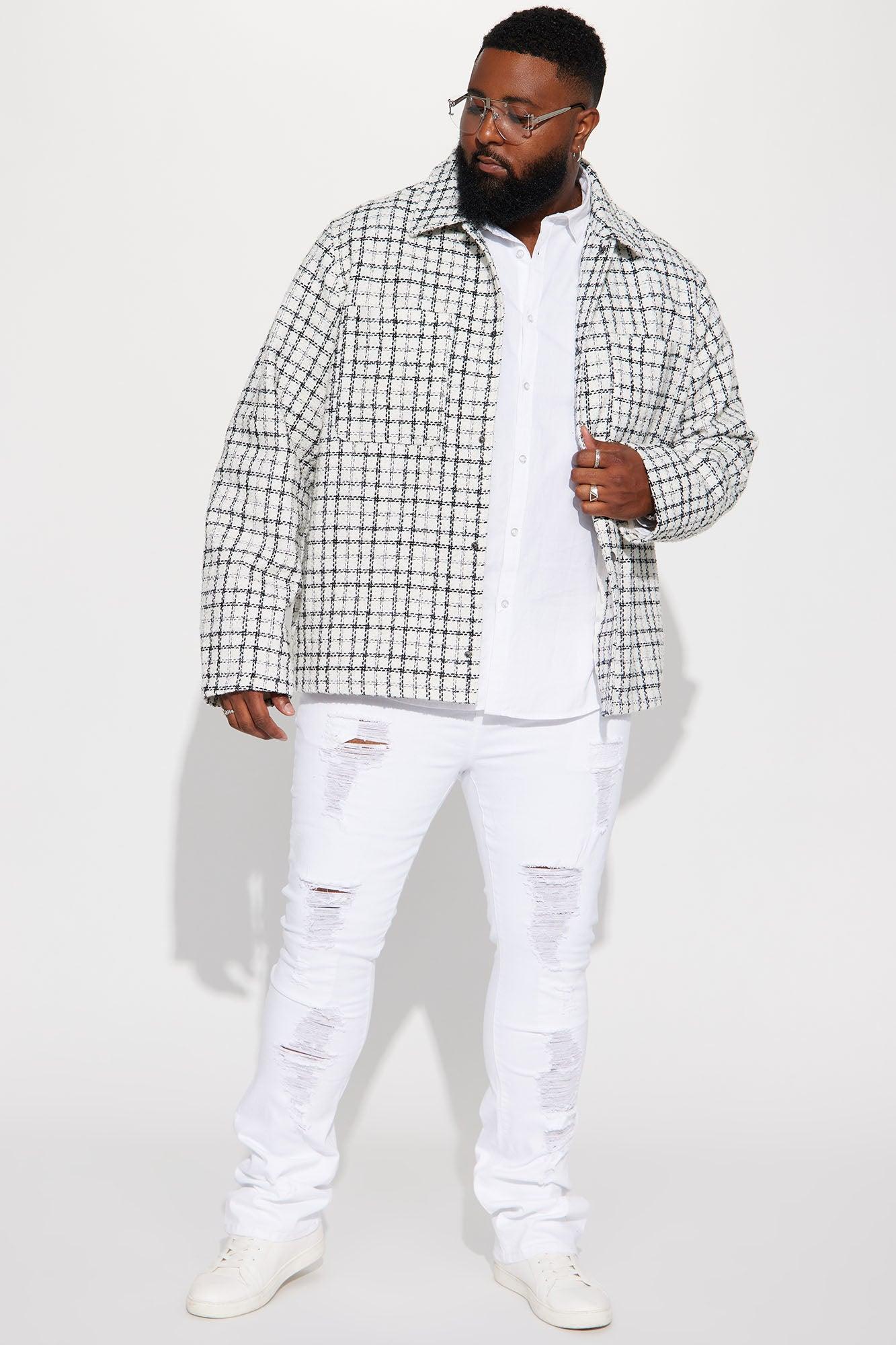 For Likes Stacked Skinny Flare Jeans - White Product Image