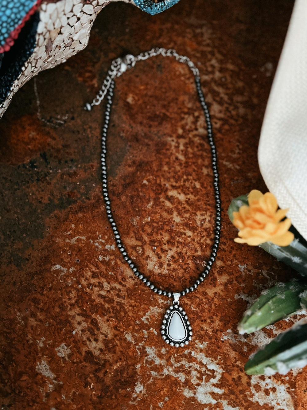 Navajo Pearl White Turquoise Necklace Product Image