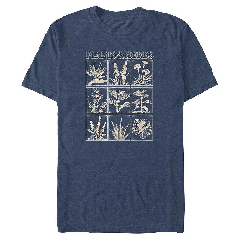 Big & Tall Plants And Herbs Images Graphic Tee, Men's, Size: XL Tall, Navy Grey Product Image