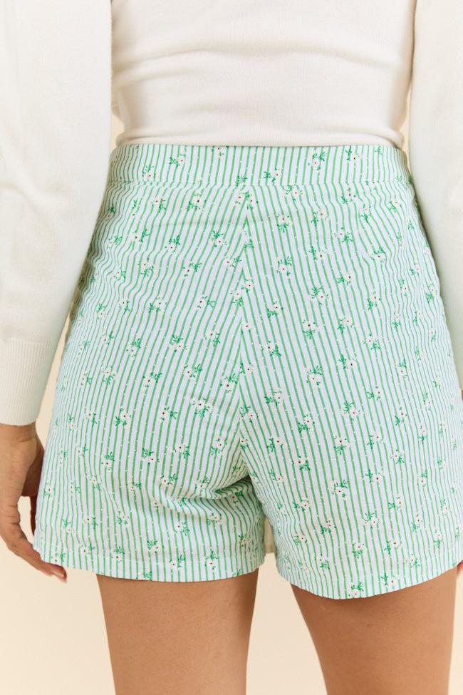Not So Simple Green Striped Floral Print Skort FINAL SALE Product Image
