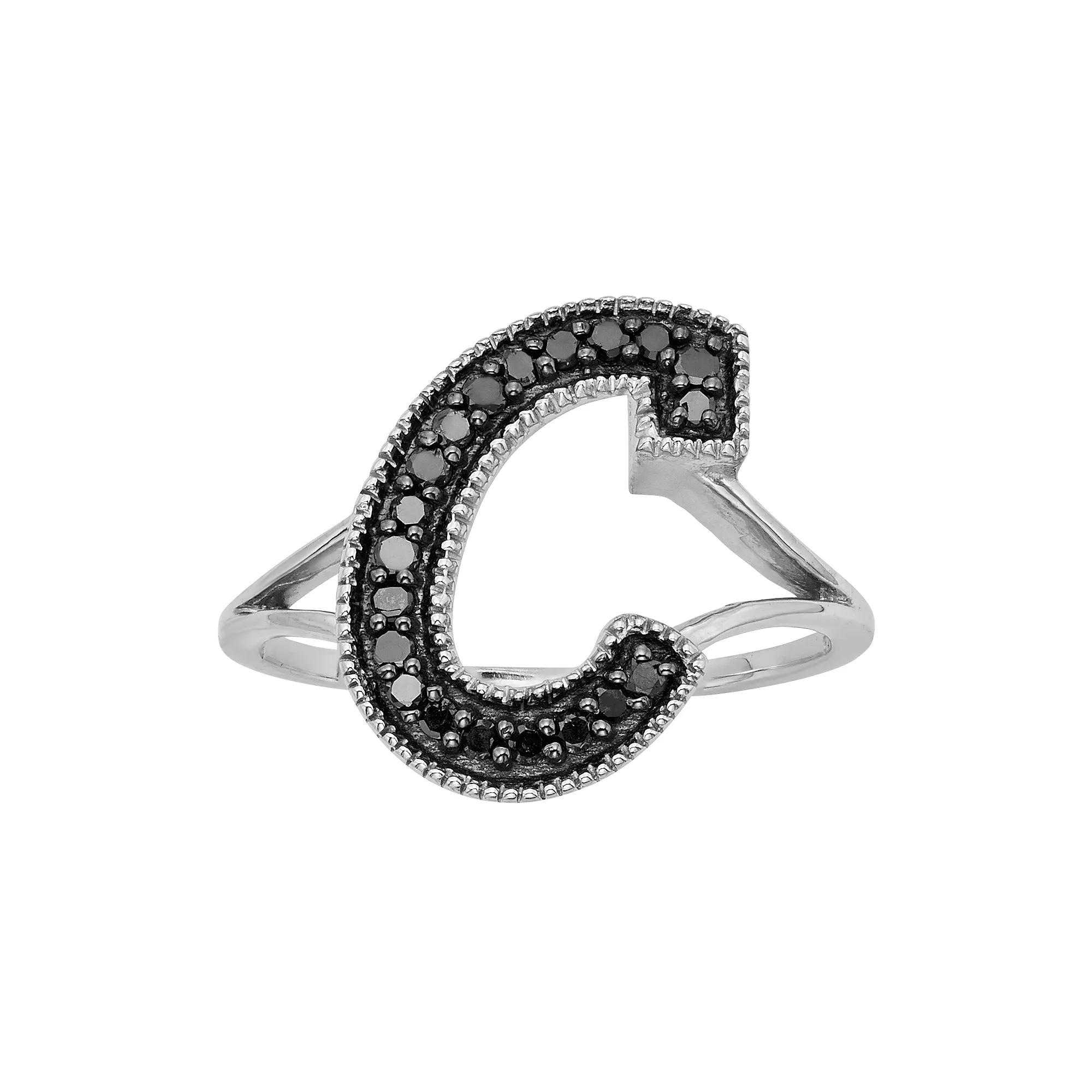 Jewelexcess Sterling Silver 1/4-ct. T.W. Black Diamond Initial Ring, Womens Product Image