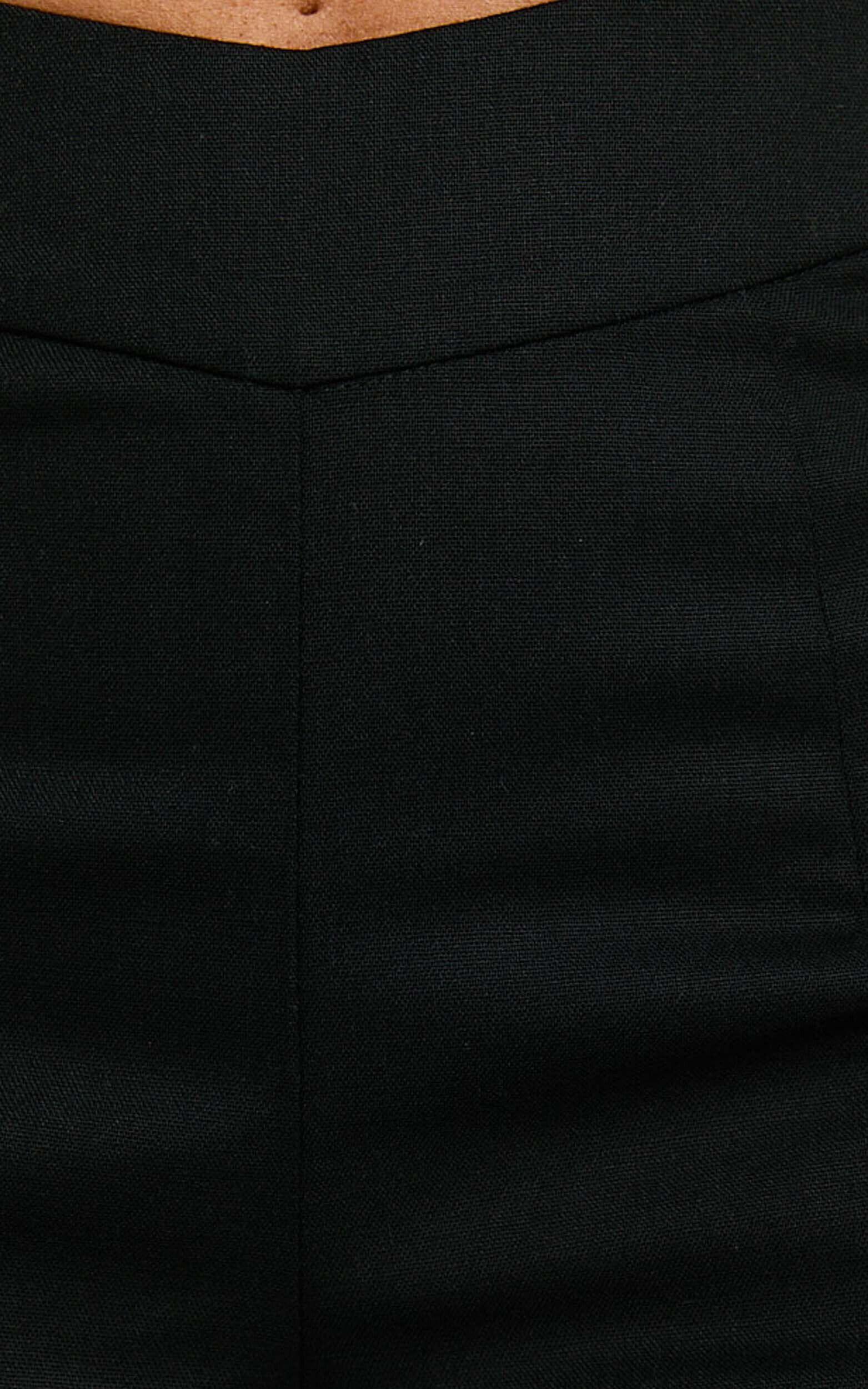 Jamir Pants - Linen Look High Waisted Fit and Flare Pants in Black Product Image