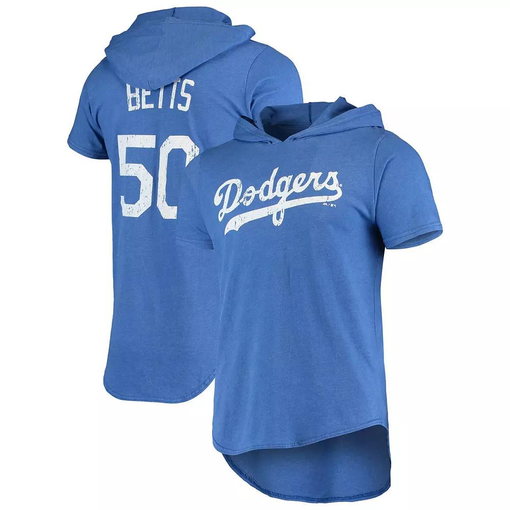 Men's Majestic Threads Mookie Betts Royal Los Angeles Dodgers Softhand Player Hoodie T-Shirt,  Product Image