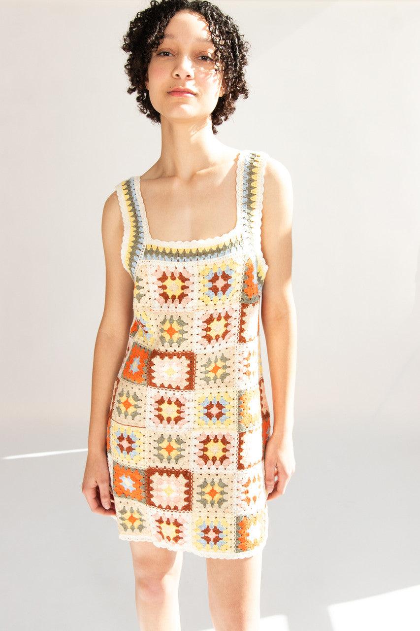 Crochet Granny Square Mini Dress Product Image