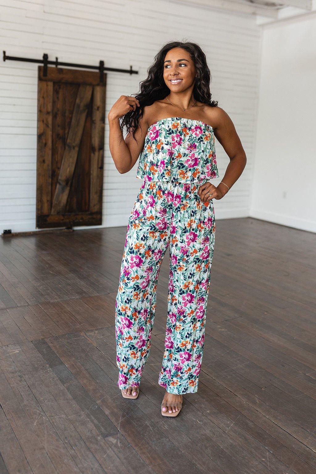 Life of the Party Floral Jumpsuit in Green Product Image