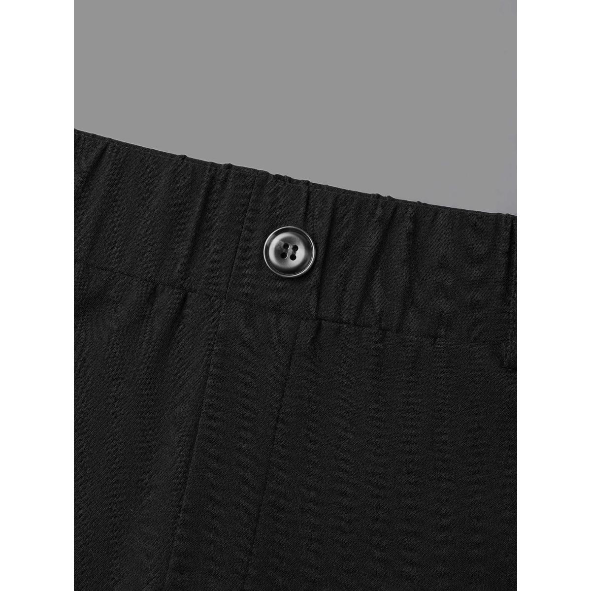 Plus Size No-Waist Gap Decorative Placket Skinny Pants Women Black Elegant Skinny Mid Rise Everyday Pants BloomChic 18-20/2X Product Image