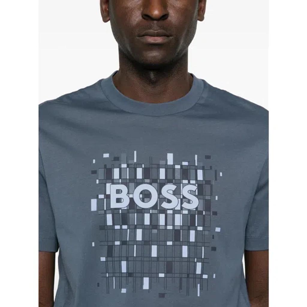 HUGO BOSS Air Force Cotton Crew Neck Graphic T-shirt In Blue Product Image