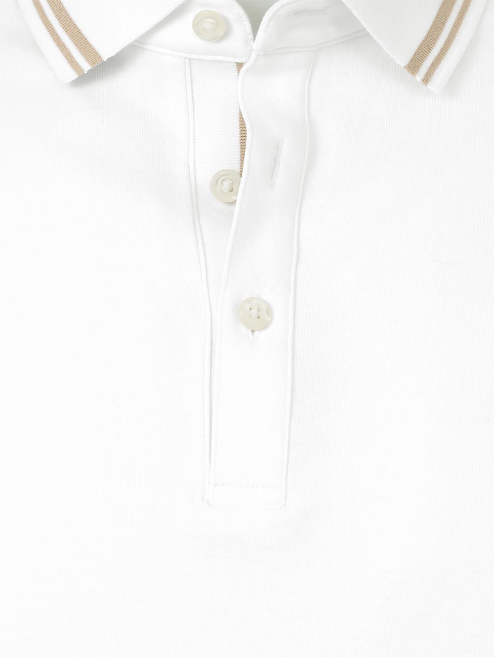 Cotton Three Button Polo - White Product Image