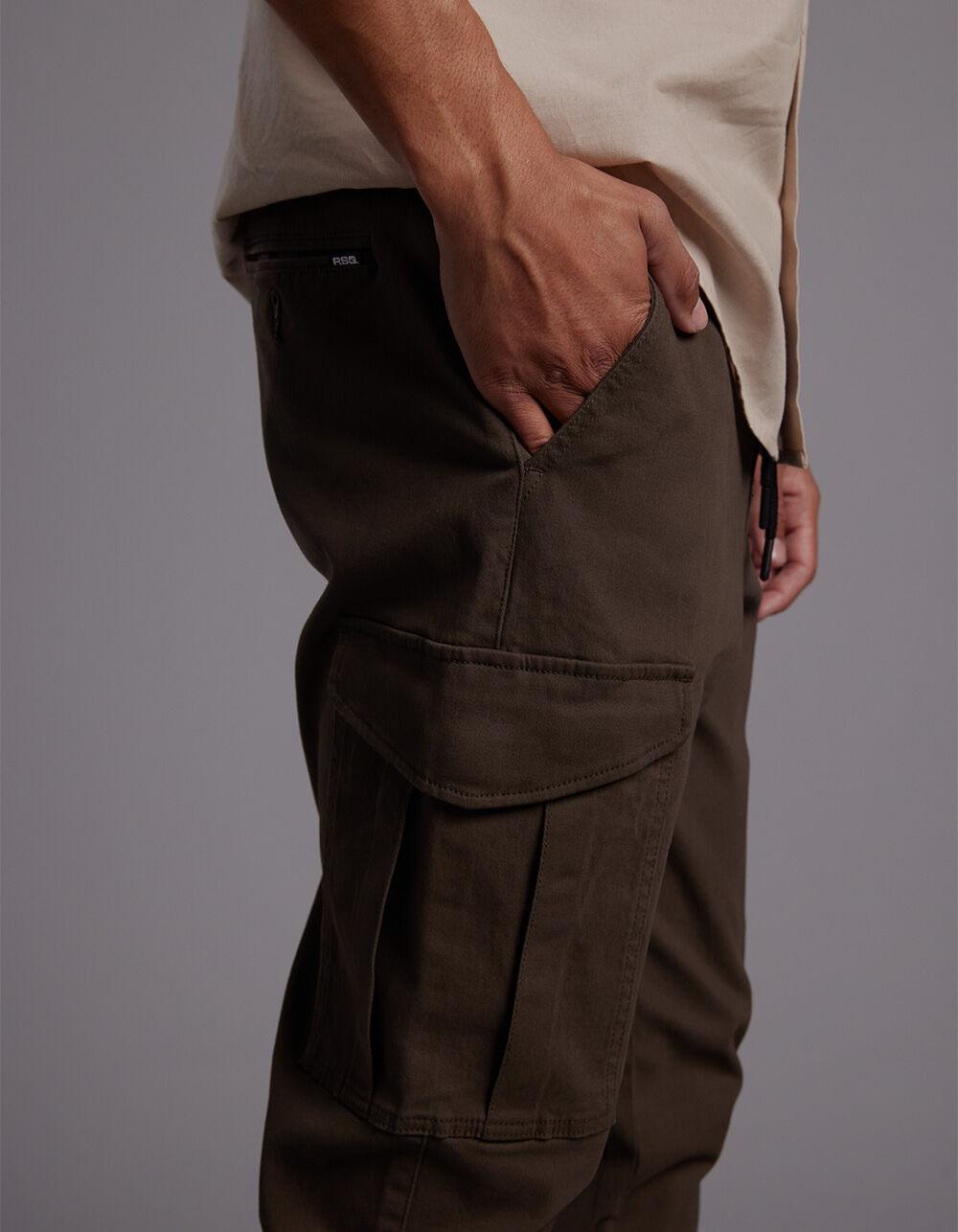 RSQ Mens Twill Cargo Jogger Pants - OLIVE Product Image
