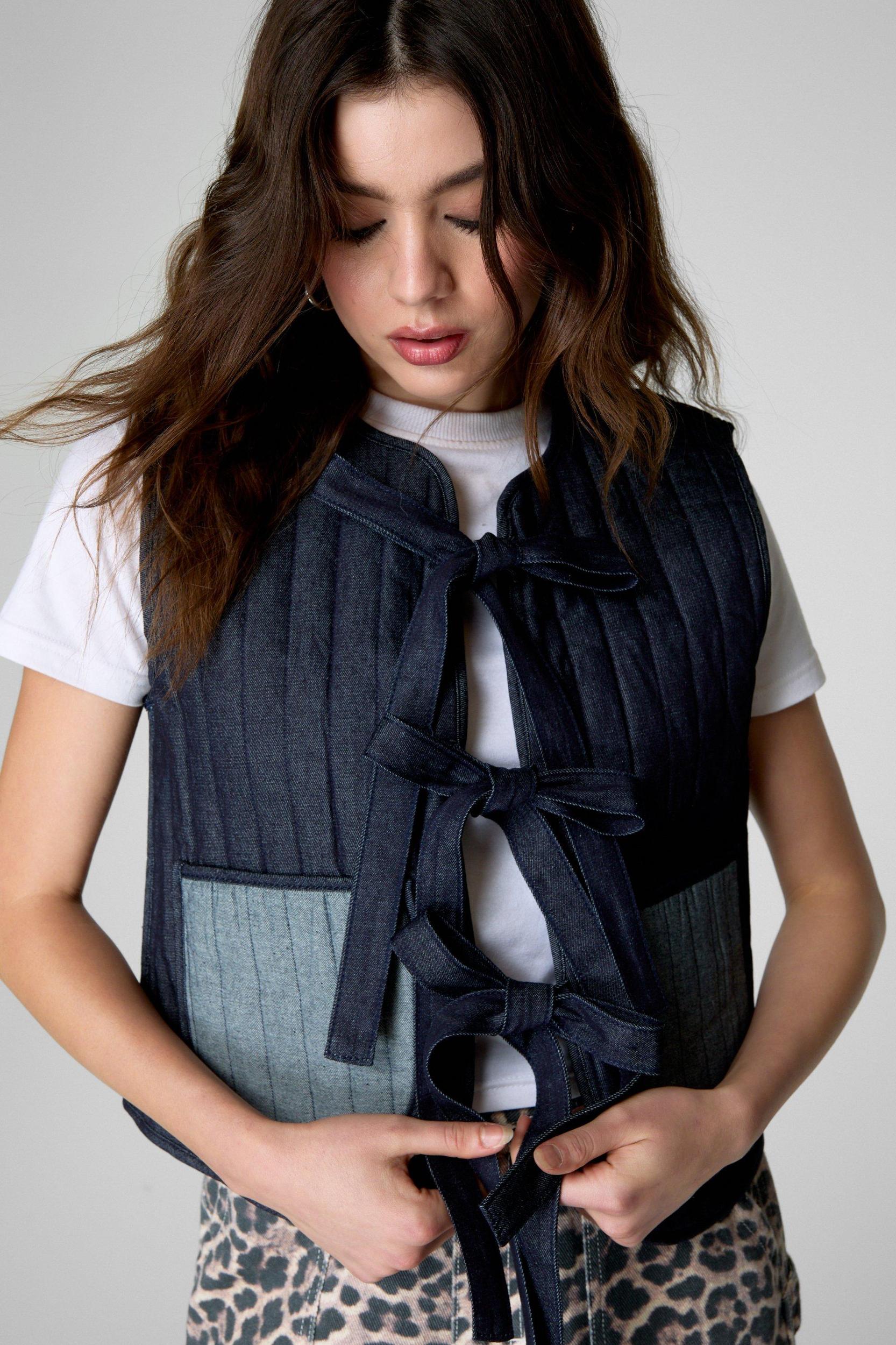 Tie Front Denim Gilet Product Image
