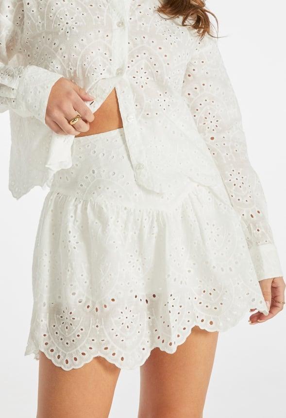 Eyelet Ruffle Mini Skirt Product Image